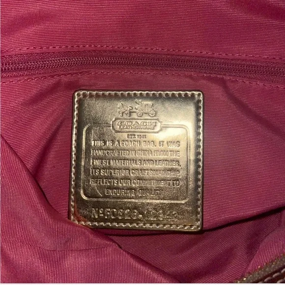 Vintage Coach Hobo Satchel Bag 🟤 Brown Leather Trim | Classic Logo Purse - Picture 3 of 6